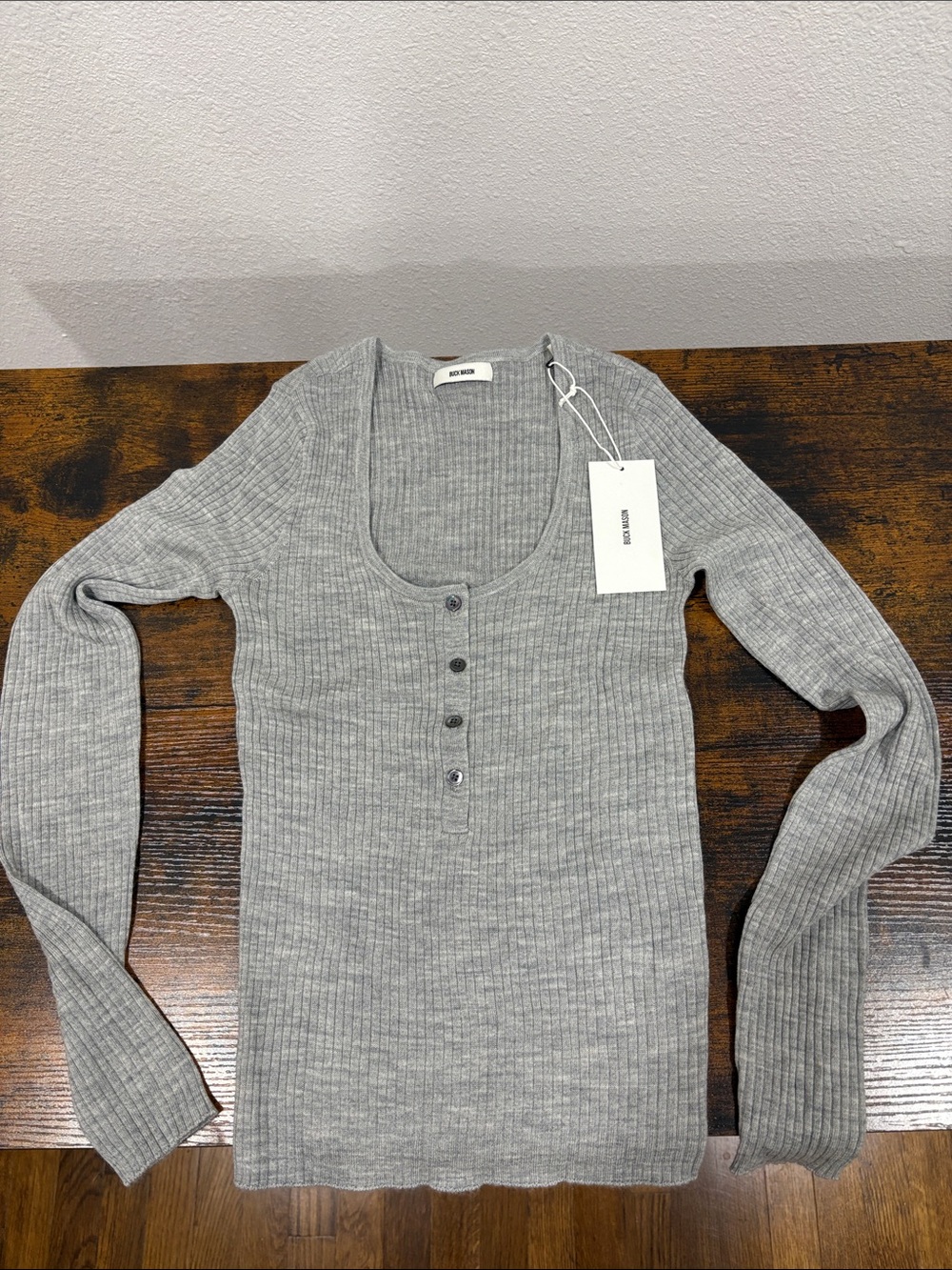 Buck Mason Women’s Heather Grey Light Featherweight Sweater NWT $198 XS